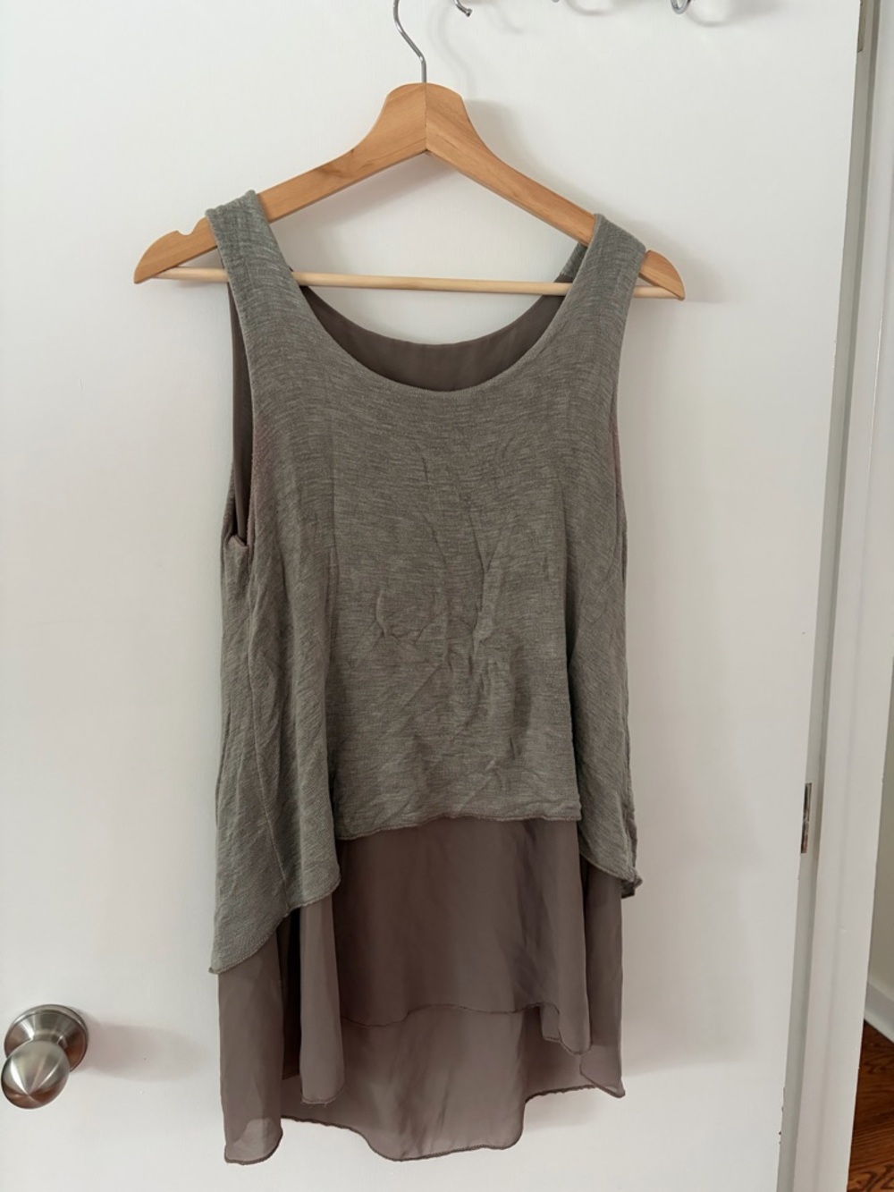 Sleeveless Layered Taupe Gray Tunic Top